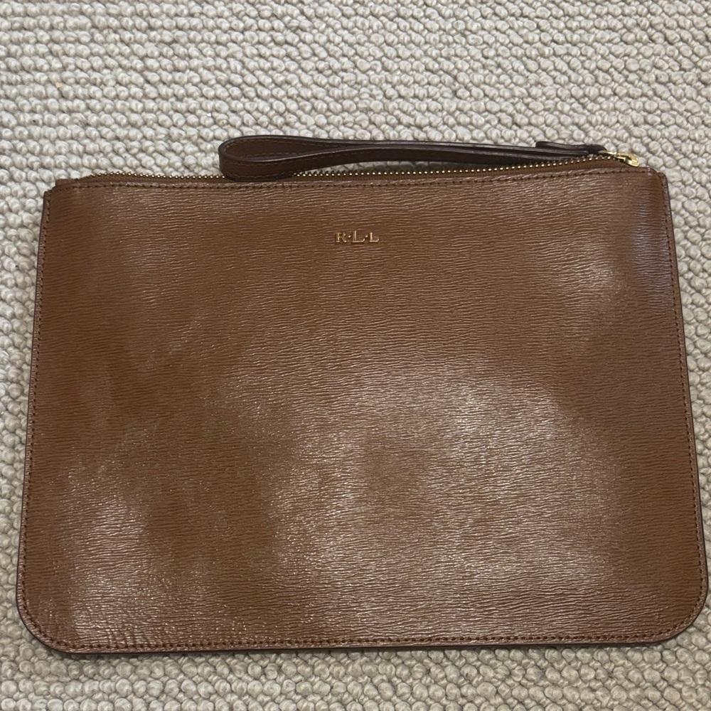 Ralph Lauren Brown Leather Wristlet